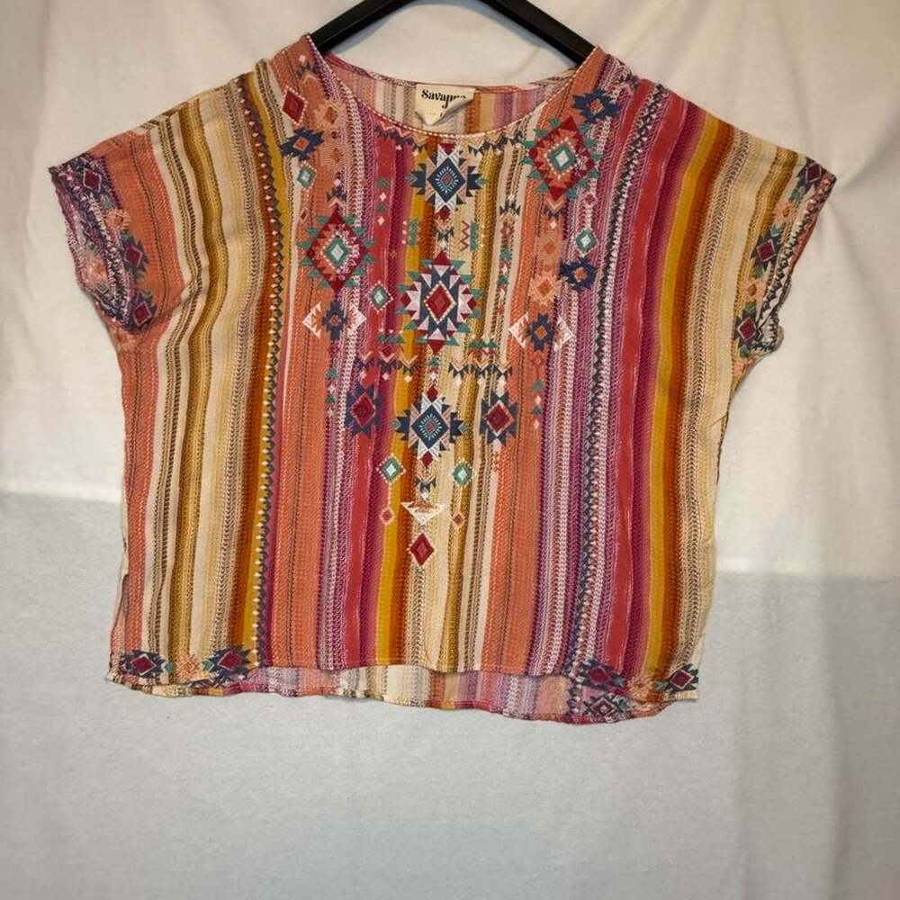 Savanna jane multicolored striped blouse
